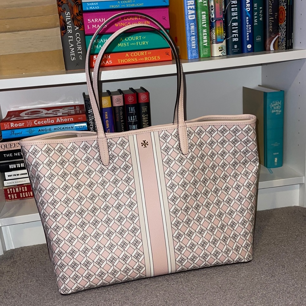 💕BRAND NEW Tory Burch Pink Geo Logo Tote